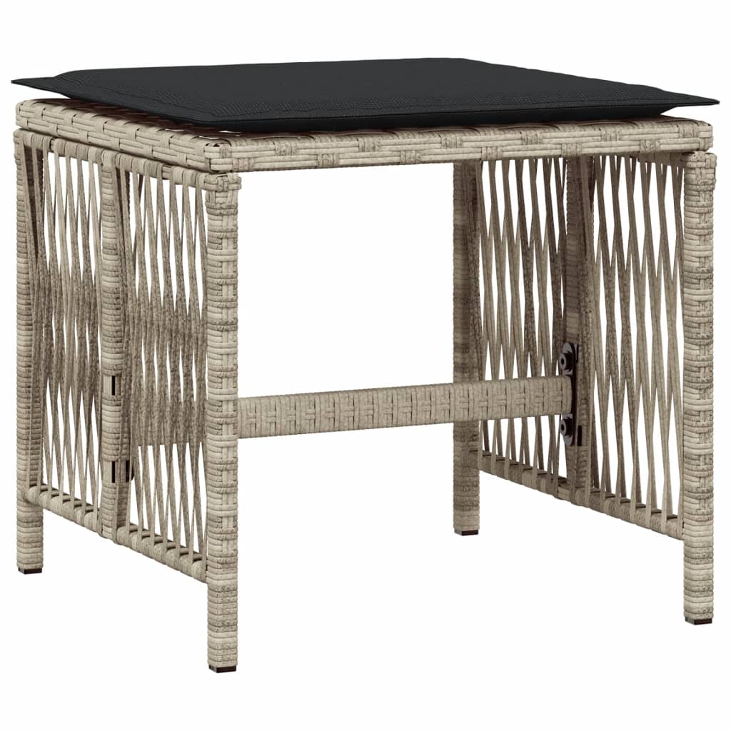8721012236349_g_en_hd_2 vidaXL Garden Stools with Cushions 4 pcs Light Grey 41x41x36 cm Poly Rattan - Image 4