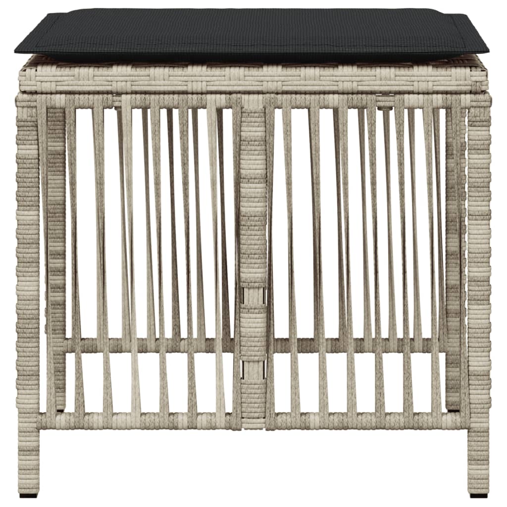 8721012236349_g_en_hd_4 vidaXL Garden Stools with Cushions 4 pcs Light Grey 41x41x36 cm Poly Rattan - Image 6