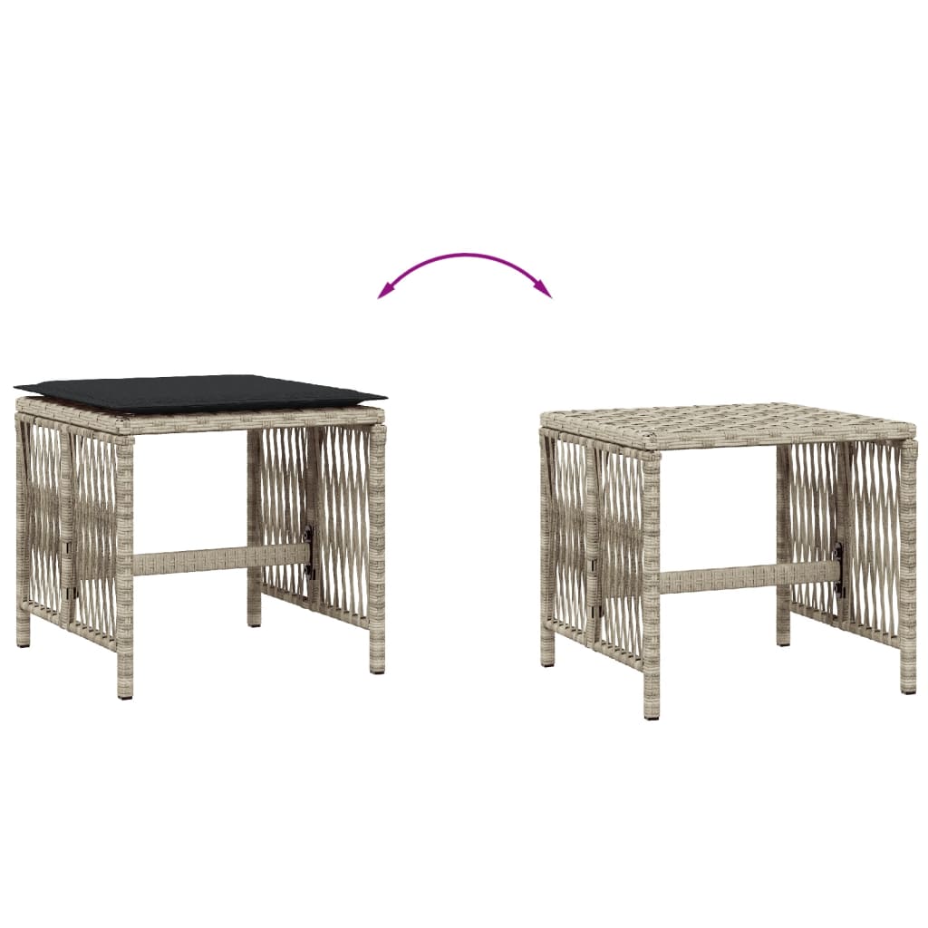 8721012236349_g_en_hd_5 vidaXL Garden Stools with Cushions 4 pcs Light Grey 41x41x36 cm Poly Rattan - Image 7