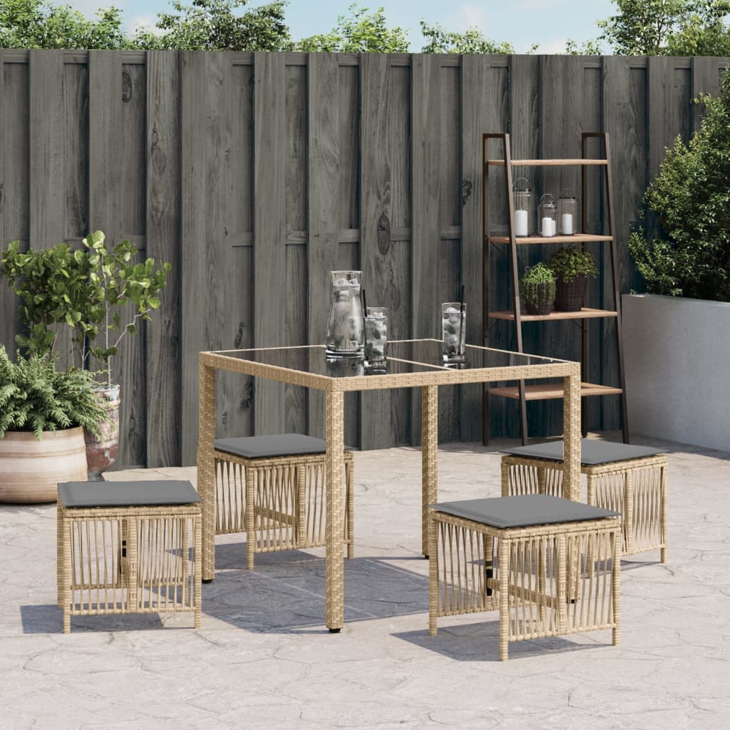 8721012236356_g_en_hd_1 vidaXL Garden Stools with Cushions 4 pcs Mix Beige 41x41x36 cm Poly Rattan - Image 3