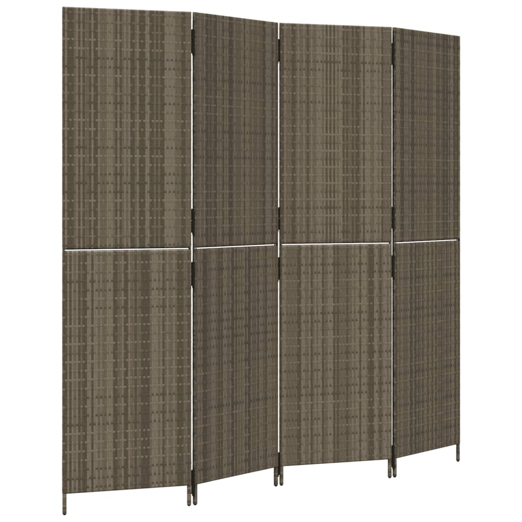 8721012243880_a_en_hd_1 vidaXL Room Divider 4 Panels Grey Poly Rattan - Image 2