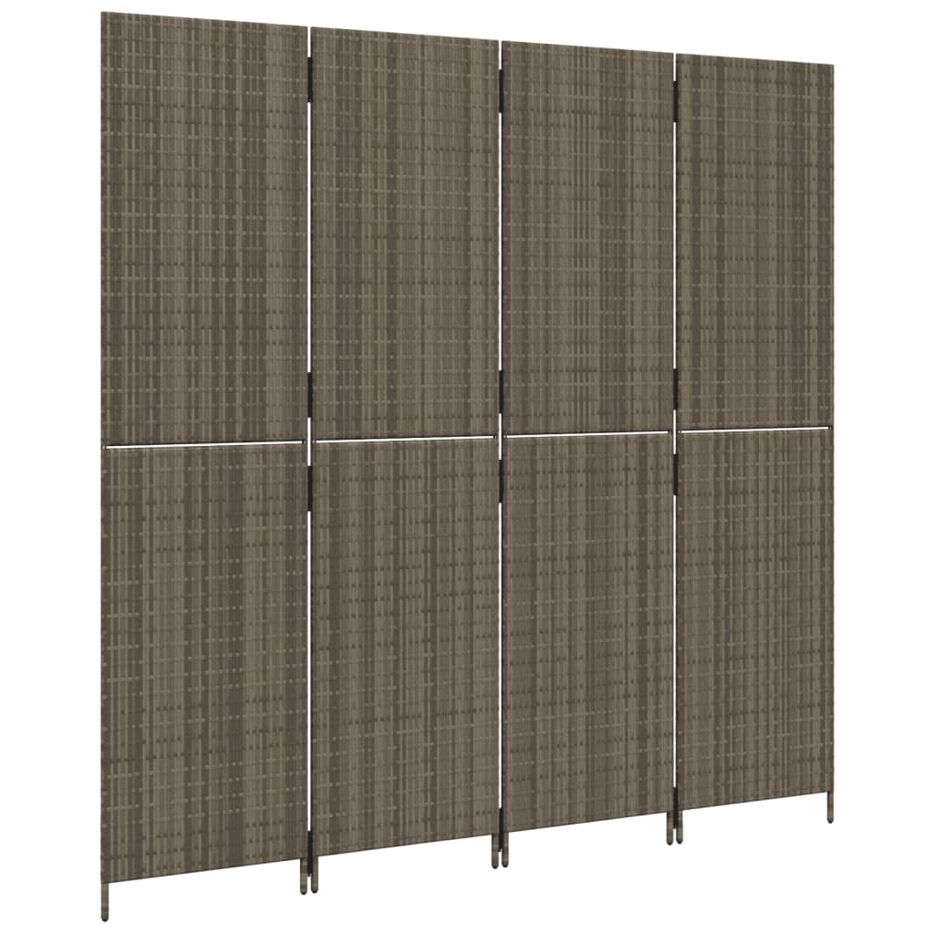 8721012243880_g_en_hd_2 vidaXL Room Divider 4 Panels Grey Poly Rattan - Image 4
