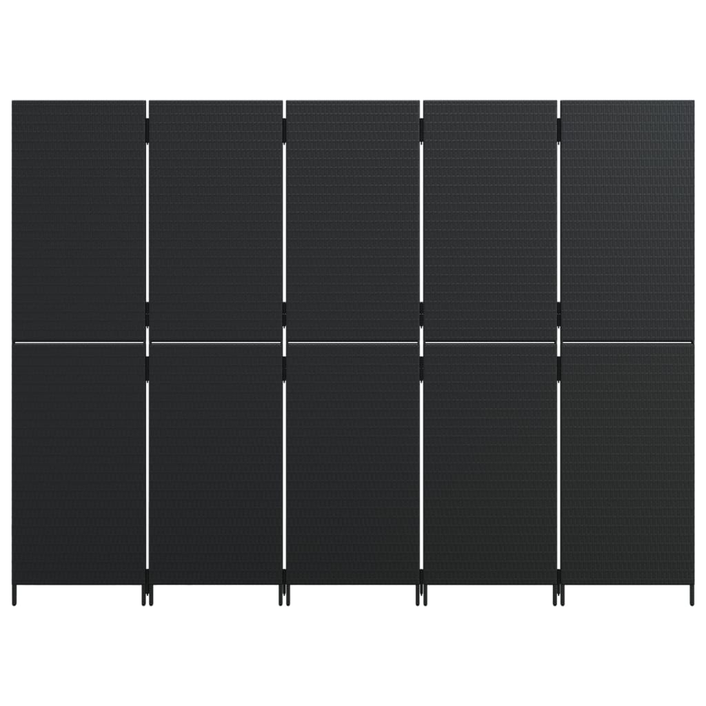 8721012243903_g_en_hd_3 vidaXL Room Divider 5 Panels Black Poly Rattan - Image 5
