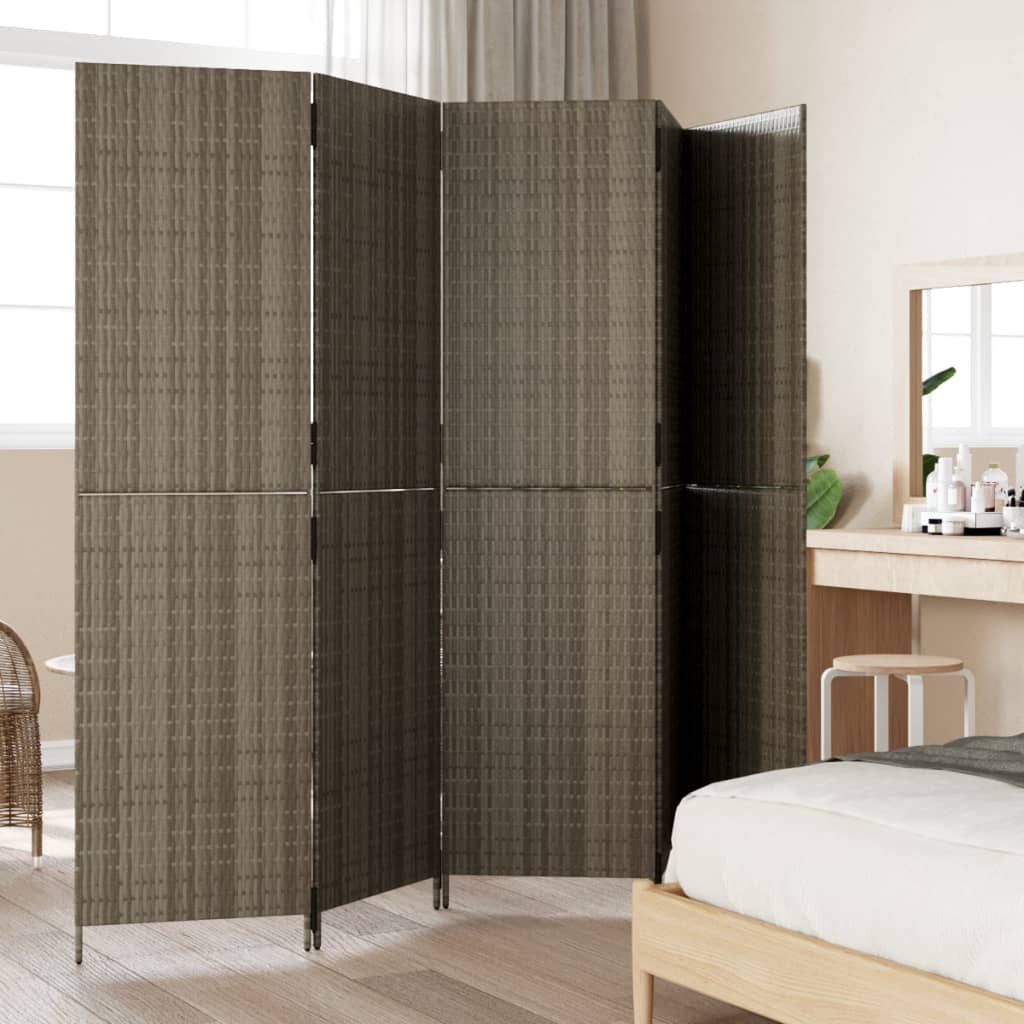 8721012243927_g_en_hd_1 vidaXL Room Divider 5 Panels Grey Poly Rattan - Image 3