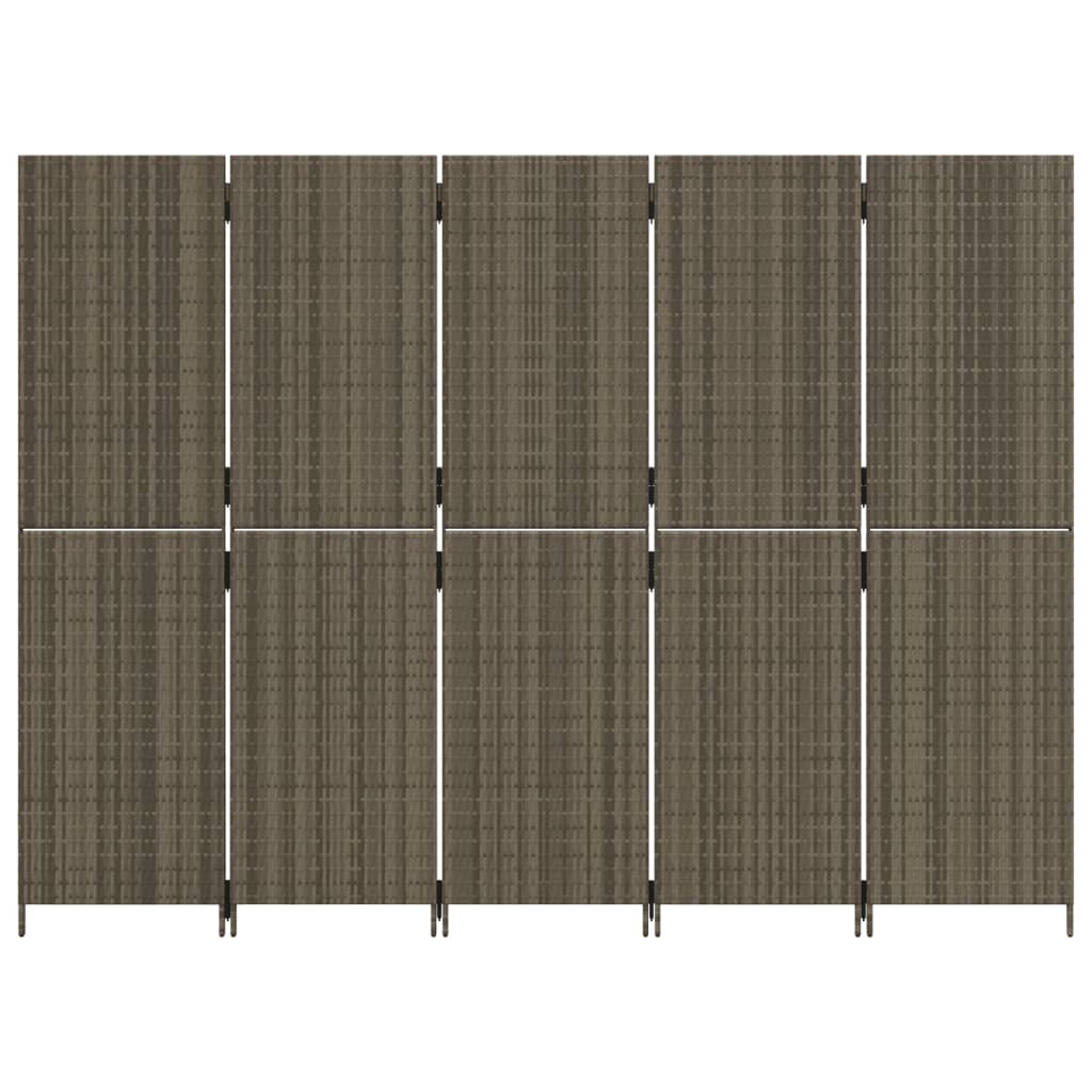 8721012243927_g_en_hd_3 vidaXL Room Divider 5 Panels Grey Poly Rattan - Image 5