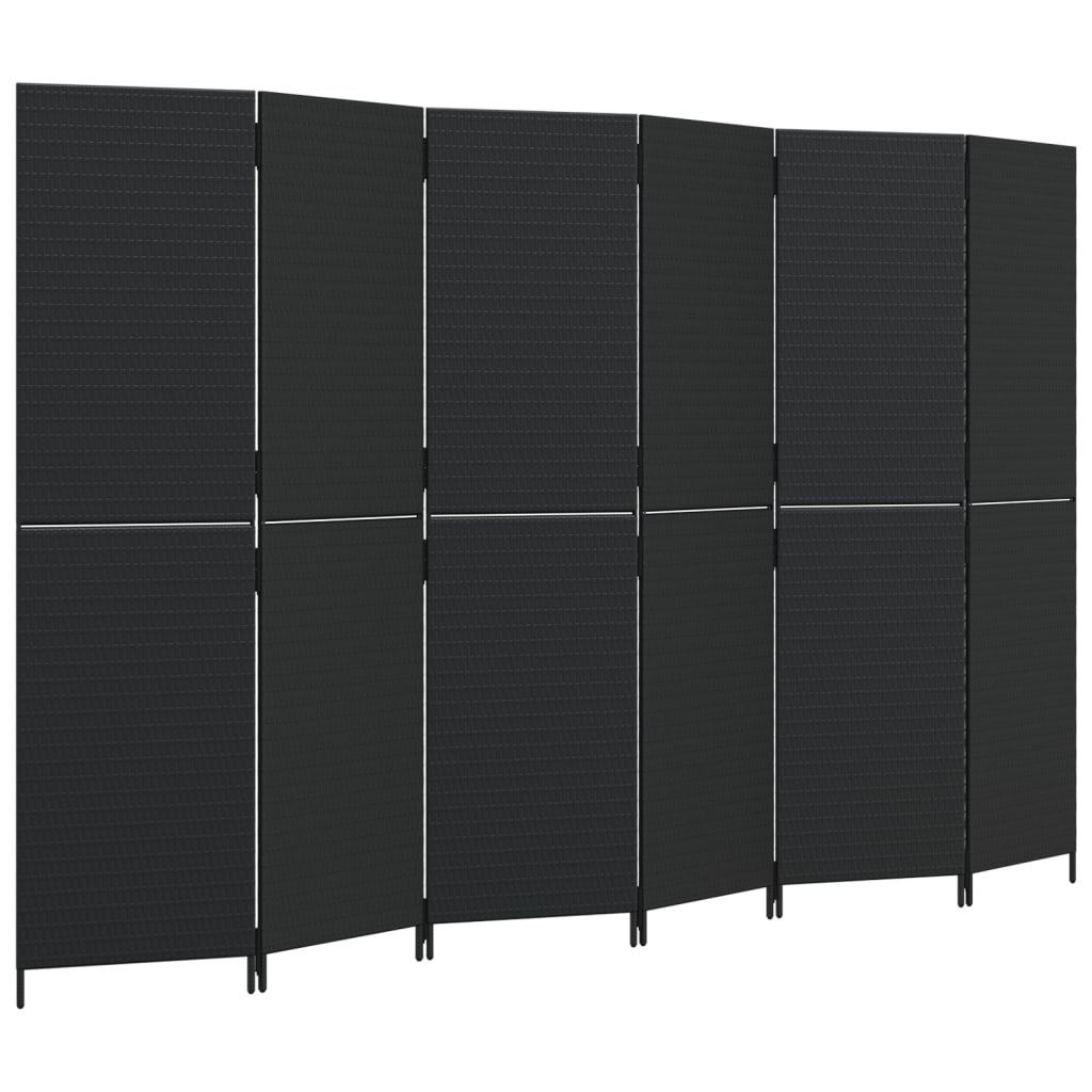 8721012243941_a_en_hd_1 vidaXL Room Divider 6 Panels Black Poly Rattan - Image 2