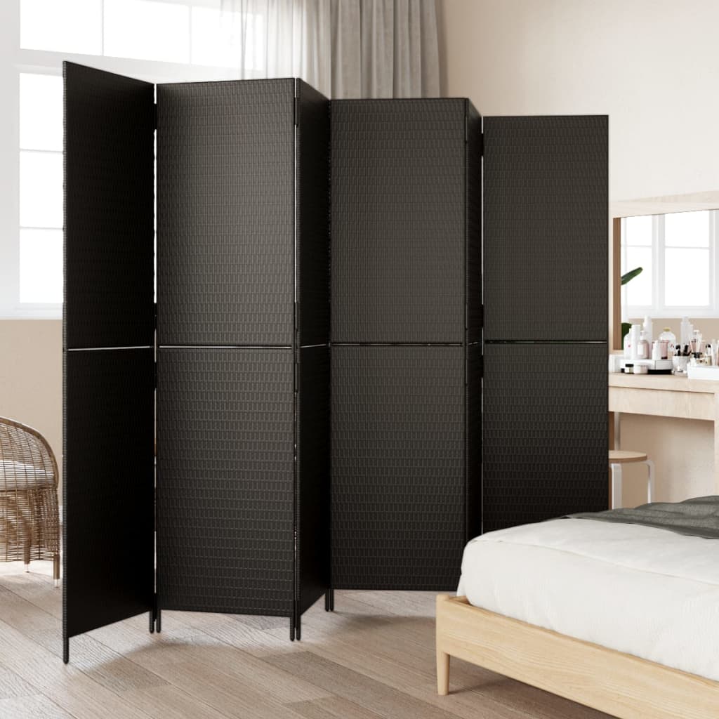 8721012243941_g_en_hd_1 vidaXL Room Divider 6 Panels Black Poly Rattan - Image 3