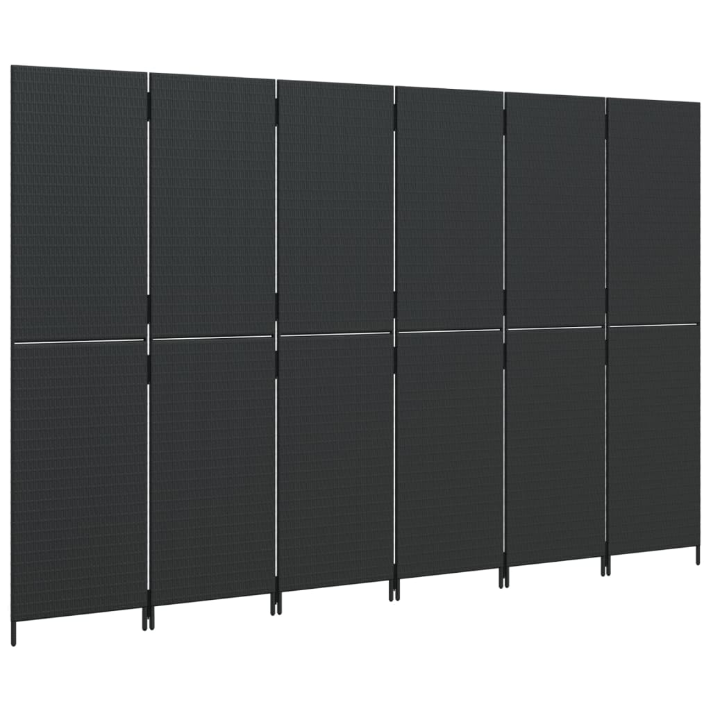 8721012243941_g_en_hd_2 vidaXL Room Divider 6 Panels Black Poly Rattan - Image 4