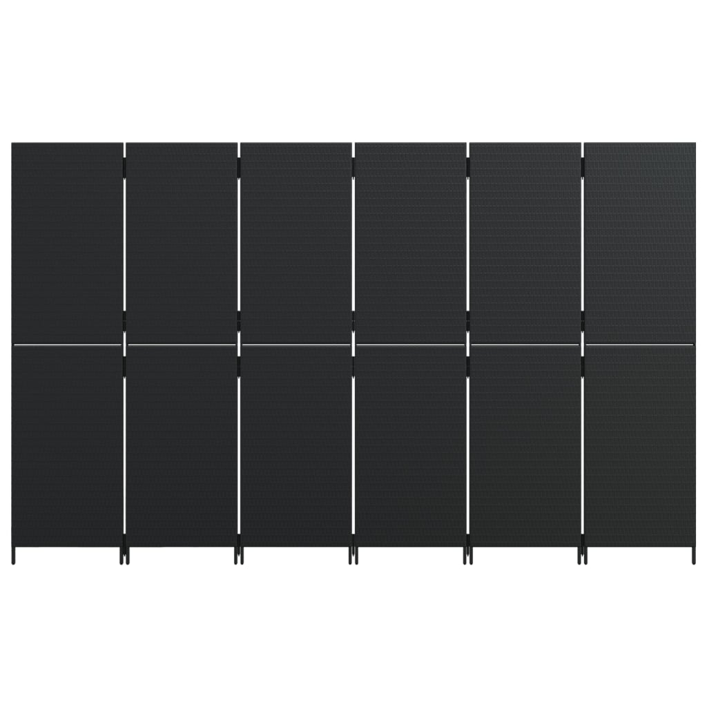 8721012243941_g_en_hd_3 vidaXL Room Divider 6 Panels Black Poly Rattan - Image 5