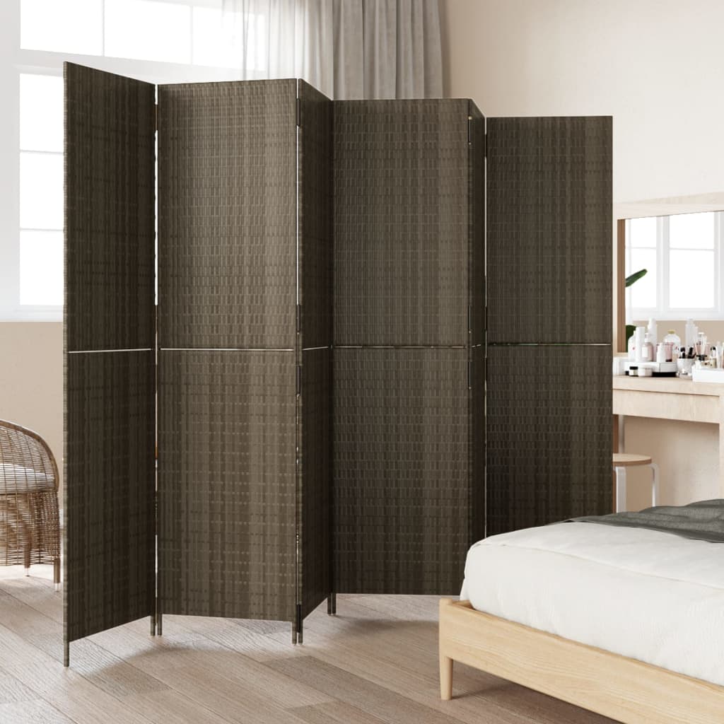 8721012243965_g_en_hd_1 vidaXL Room Divider 6 Panels Grey Poly Rattan - Image 3