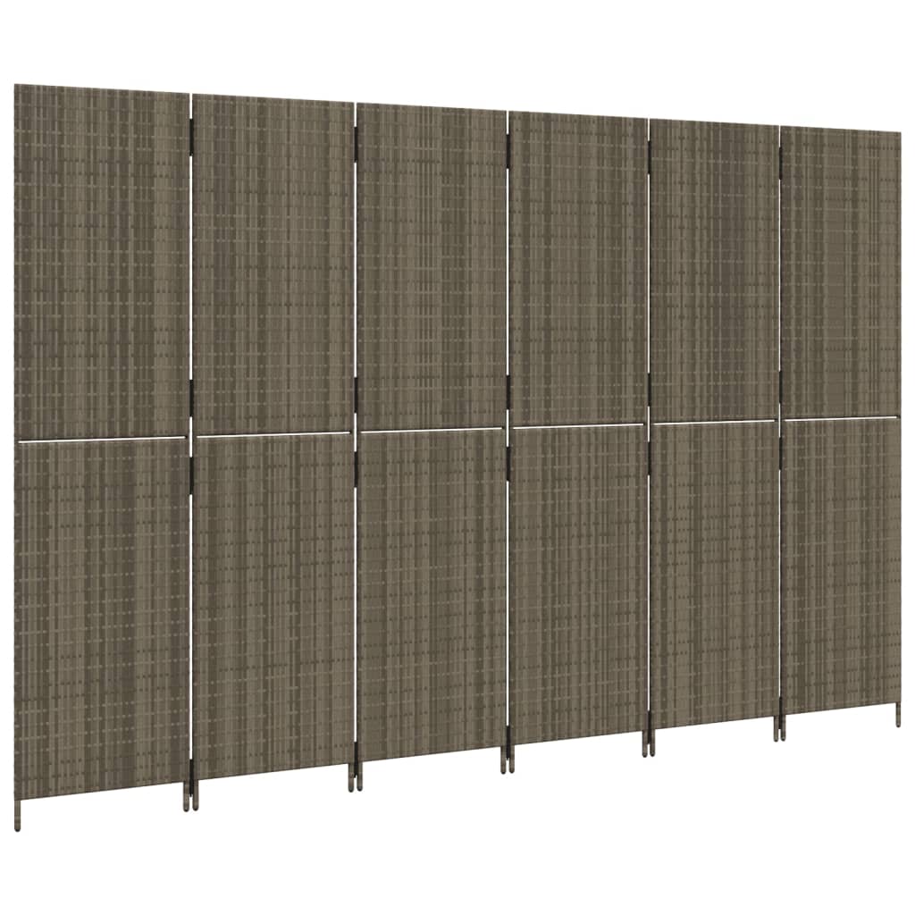 8721012243965_g_en_hd_2 vidaXL Room Divider 6 Panels Grey Poly Rattan - Image 4