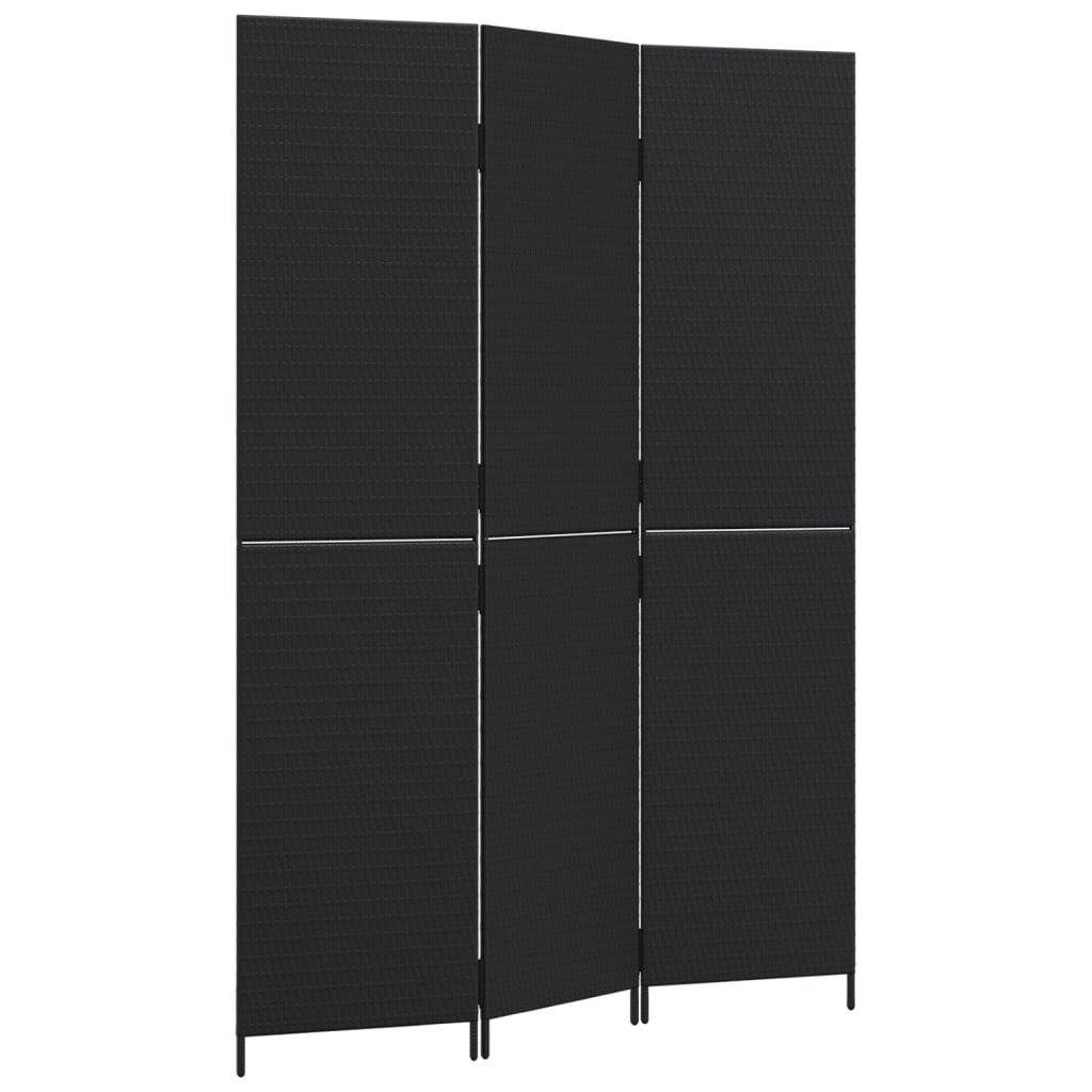 8721012243989_a_en_hd_1 vidaXL Room Divider 3 Panels Black Poly Rattan - Image 2