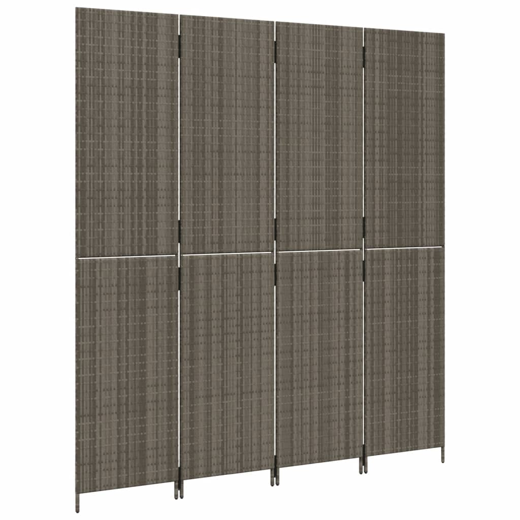 8721012244047_g_en_hd_2 vidaXL Room Divider 4 Panels Grey Poly Rattan - Image 4