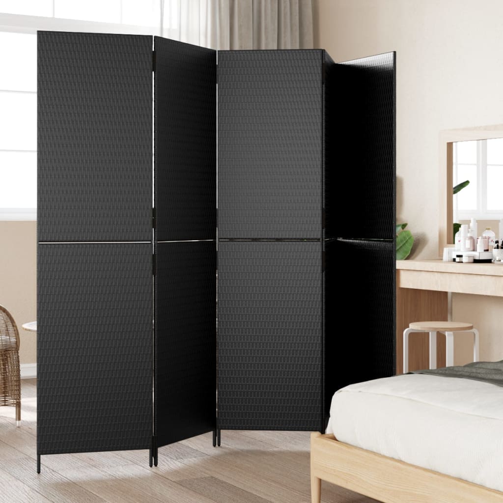 8721012244061_g_en_hd_1 vidaXL Room Divider 5 Panels Black Poly Rattan - Image 3