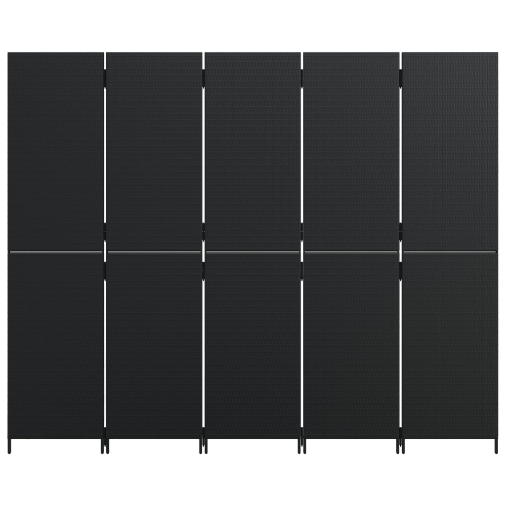 8721012244061_g_en_hd_3 vidaXL Room Divider 5 Panels Black Poly Rattan - Image 5
