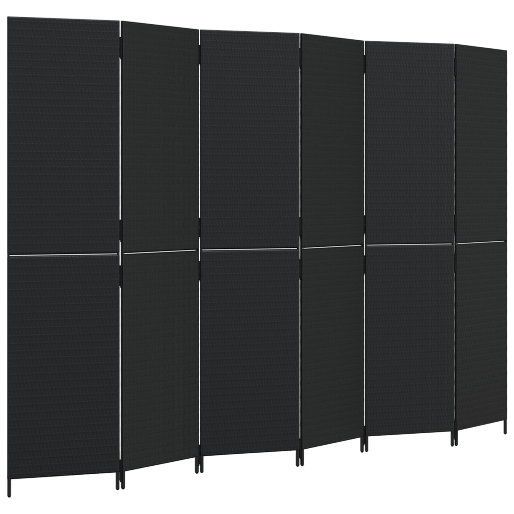 8721012244108_a_en_hd_1 vidaXL Room Divider 6 Panels Black Poly Rattan - Image 2