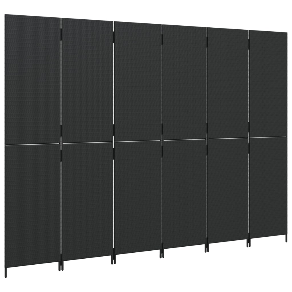 8721012244108_g_en_hd_2 vidaXL Room Divider 6 Panels Black Poly Rattan - Image 4