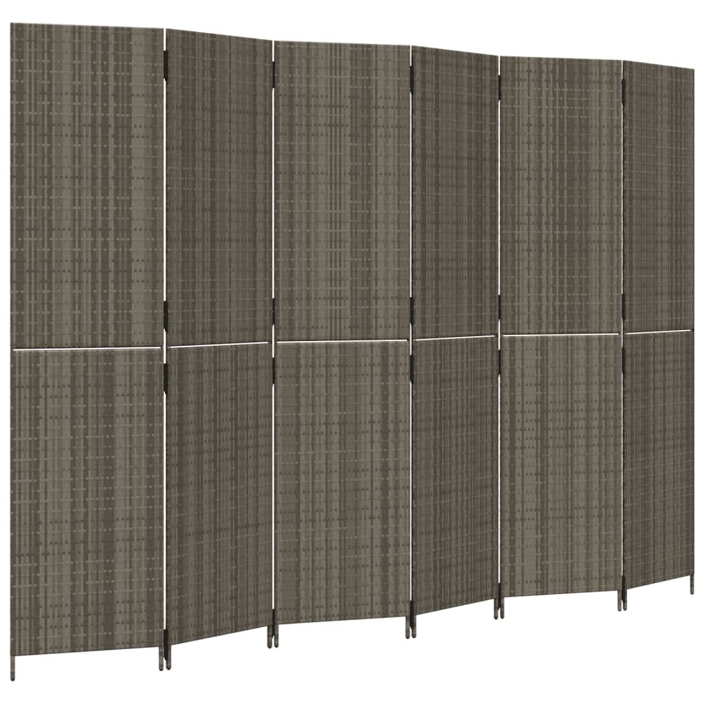 8721012244122_a_en_hd_1 vidaXL Room Divider 6 Panels Grey Poly Rattan - Image 2
