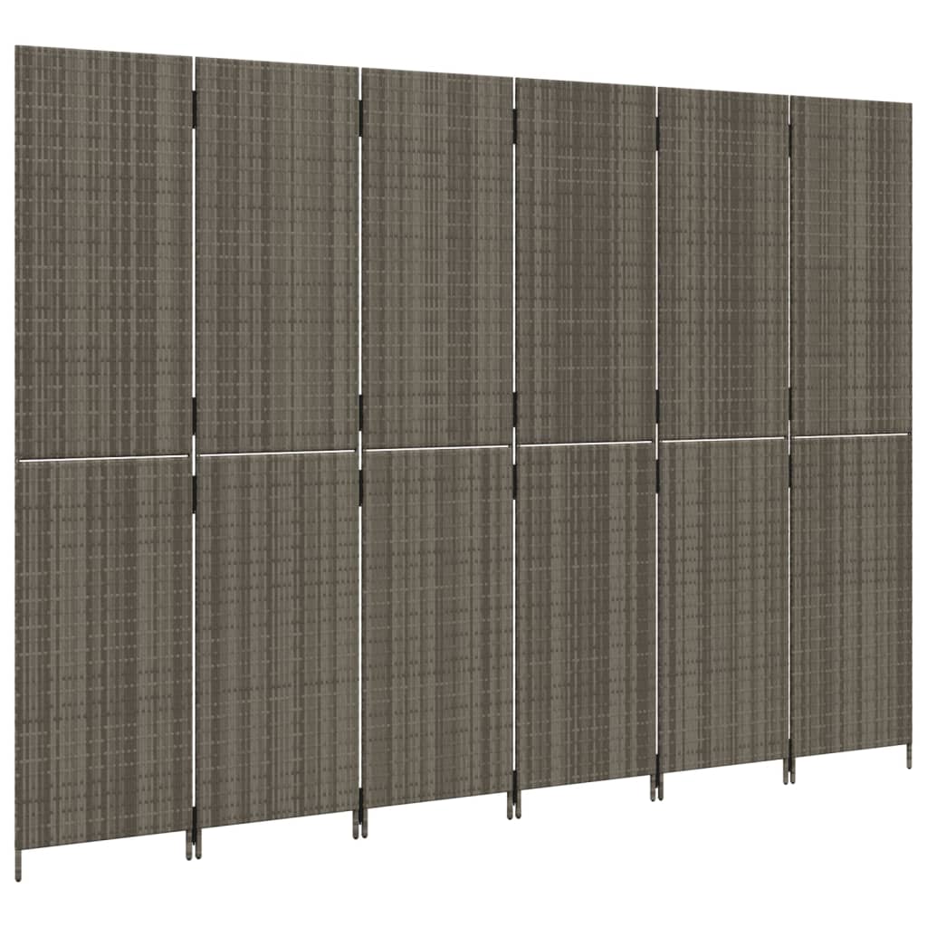 8721012244122_g_en_hd_2 vidaXL Room Divider 6 Panels Grey Poly Rattan - Image 4
