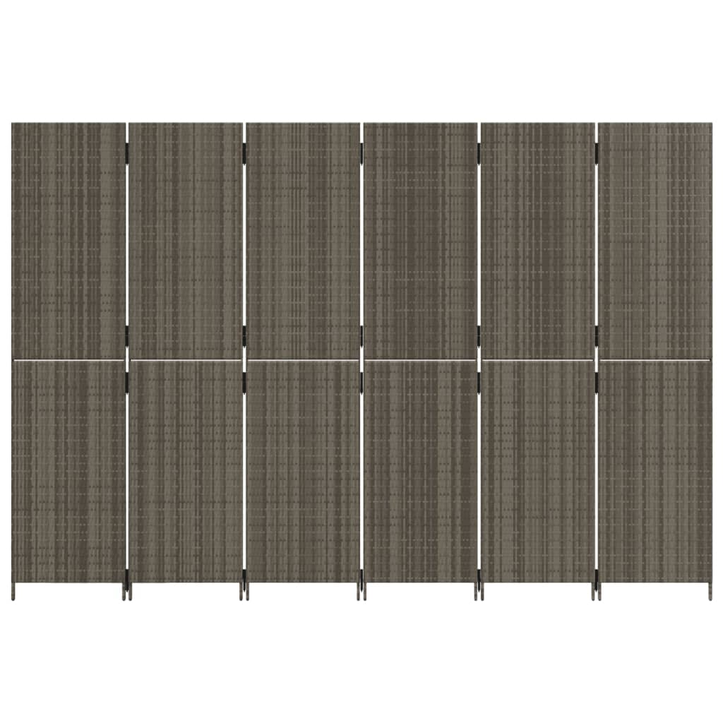 8721012244122_g_en_hd_3 vidaXL Room Divider 6 Panels Grey Poly Rattan - Image 5