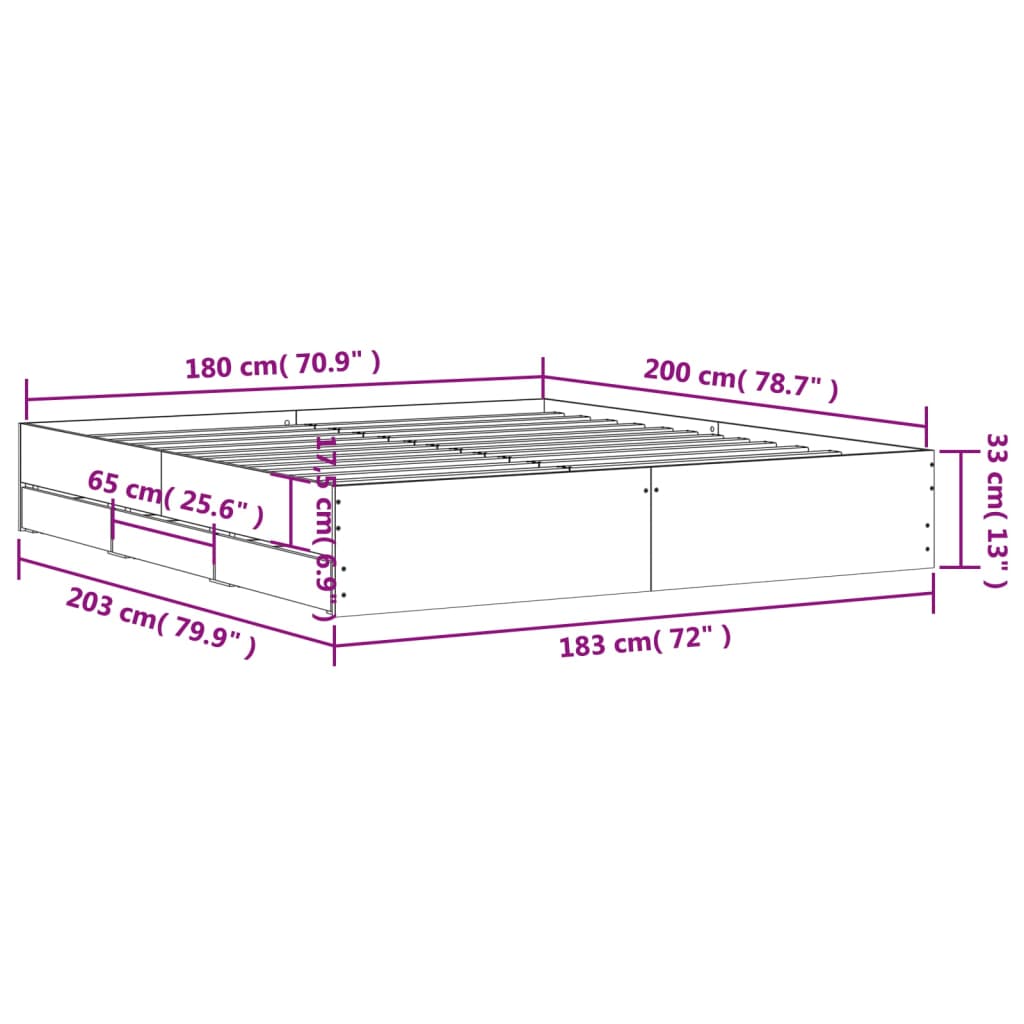 8721012244696_g_en_hd_9 vidaXL Bed Frame with Drawers without Mattress White 183x203 cm King - Image 11