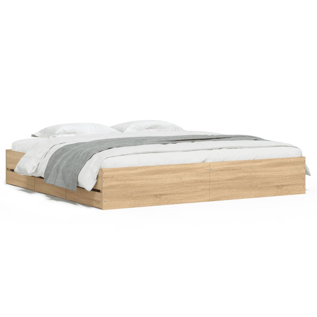 8721012244719_a_en_hd_1 vidaXL Bed Frame with Drawers without Mattress Sonoma Oak 183x203 cm King - Image 2
