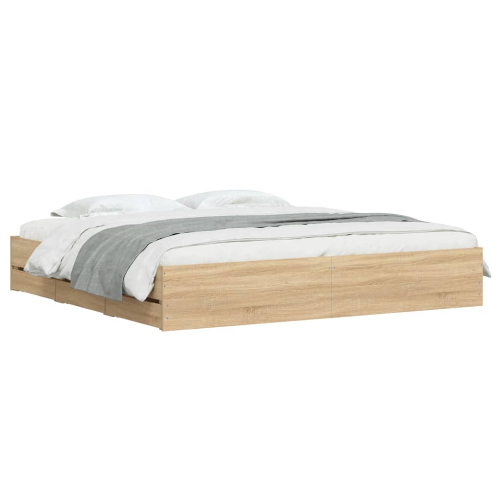 8721012244719_g_en_hd_1 vidaXL Bed Frame with Drawers without Mattress Sonoma Oak 183x203 cm King - Image 3