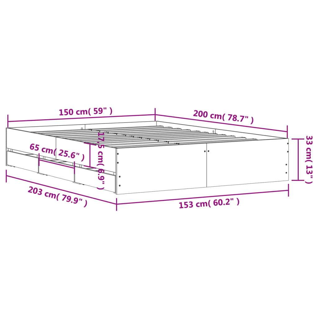 8721012244832_g_en_hd_9 vidaXL Bed Frame with Drawers without Mattress White 150x200 cm - Image 11
