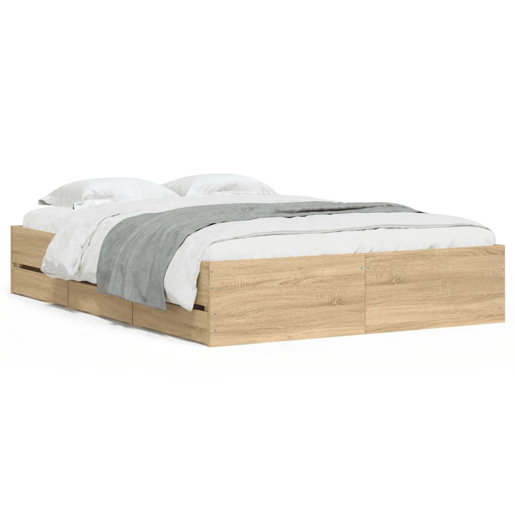 8721012245273_a_en_hd_1 vidaXL Bed Frame with Drawers without Mattress Sonoma Oak 135x190 cm - Image 2