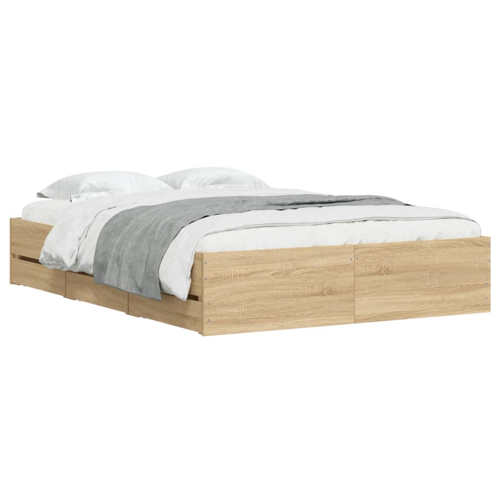 8721012245273_g_en_hd_1 vidaXL Bed Frame with Drawers without Mattress Sonoma Oak 135x190 cm - Image 3