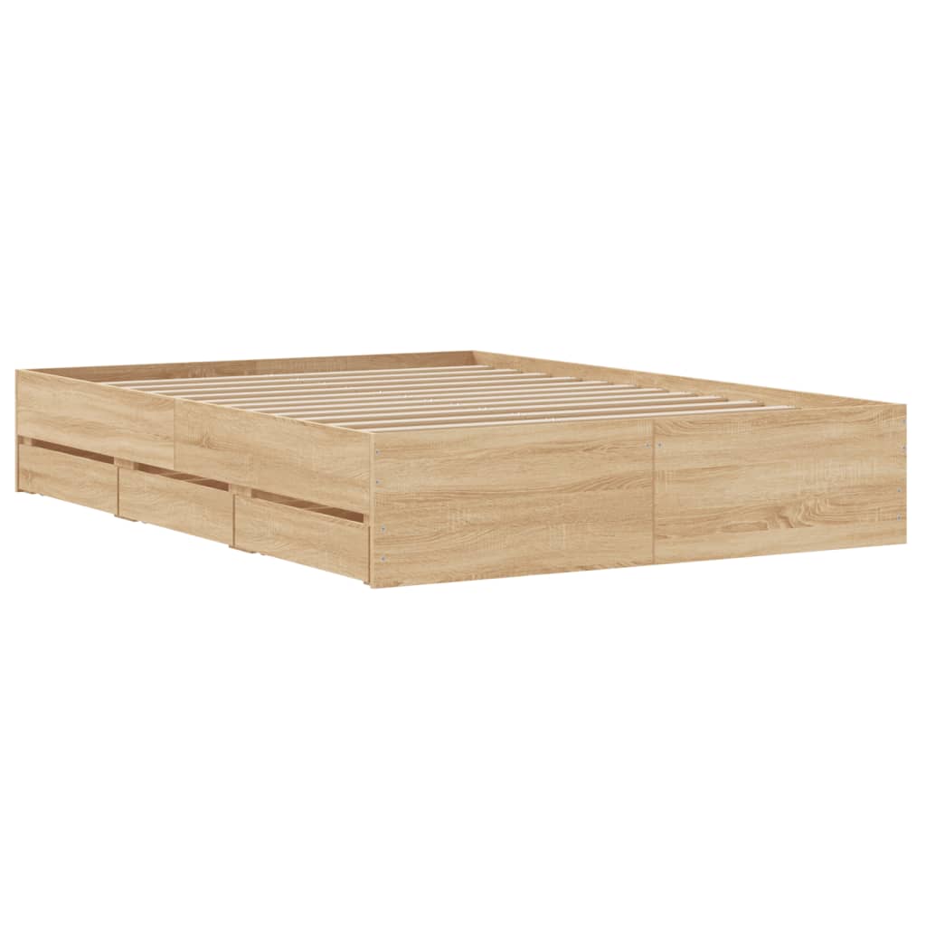 8721012245273_g_en_hd_6 vidaXL Bed Frame with Drawers without Mattress Sonoma Oak 135x190 cm - Image 8