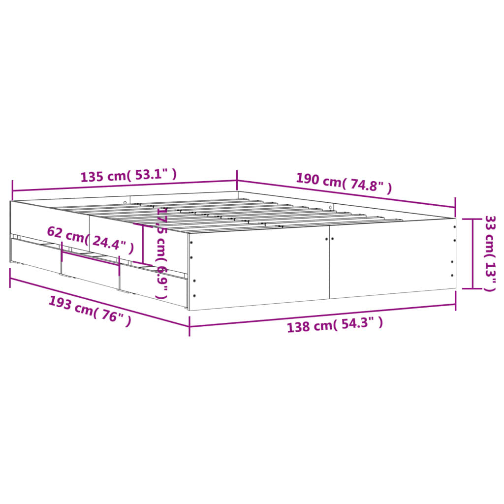 8721012245273_g_en_hd_9 vidaXL Bed Frame with Drawers without Mattress Sonoma Oak 135x190 cm - Image 11