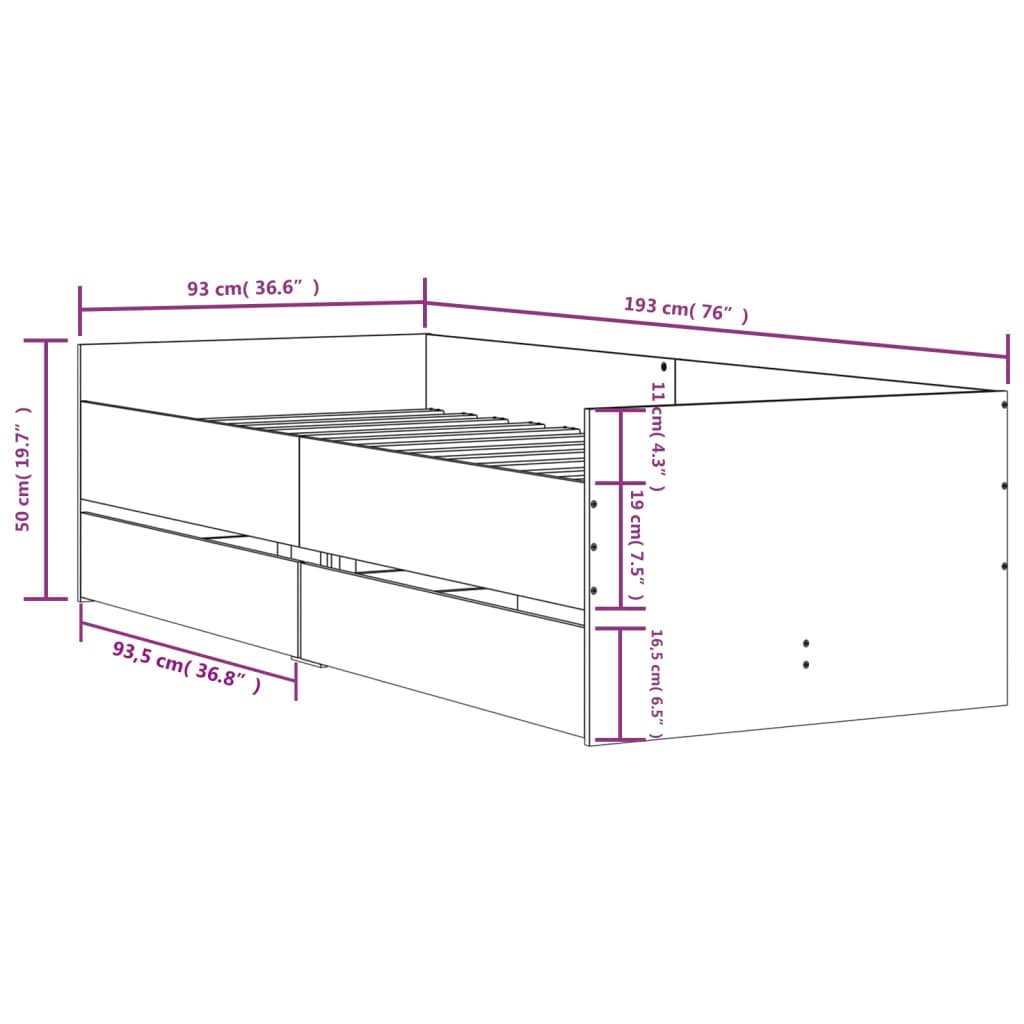 8721012245686_g_en_hd_9 vidaXL Bed Frame with Drawers without Mattress Black 90x190 cm - Image 11