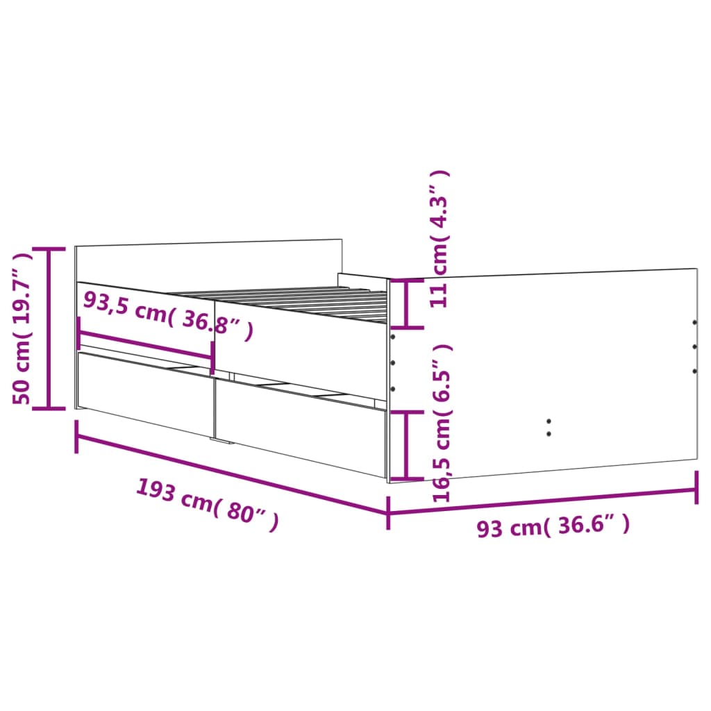 8721012245952_g_en_hd_9 vidaXL Bed Frame with Drawers without Mattress White 90x190 cm - Image 11