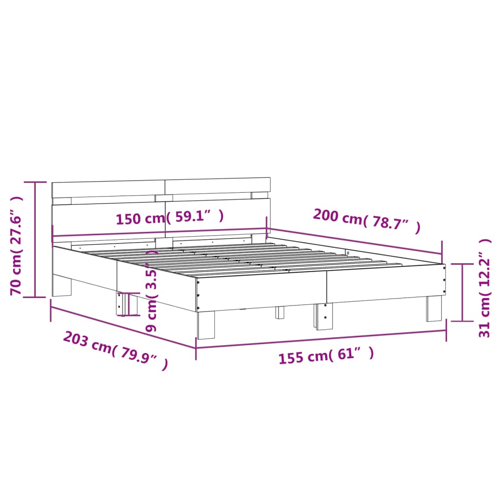 8721012246317_g_en_hd_8 vidaXL Bed Frame without Mattress Black 150x200 cm - Image 10