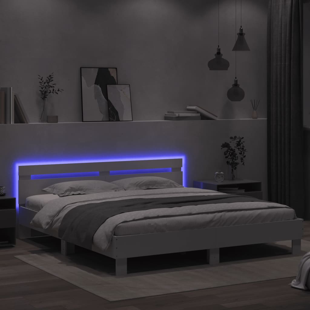 8721012247420_g_en_hd_2 vidaXL Bed Frame with LED without Mattress White 183x203 cm King - Image 4