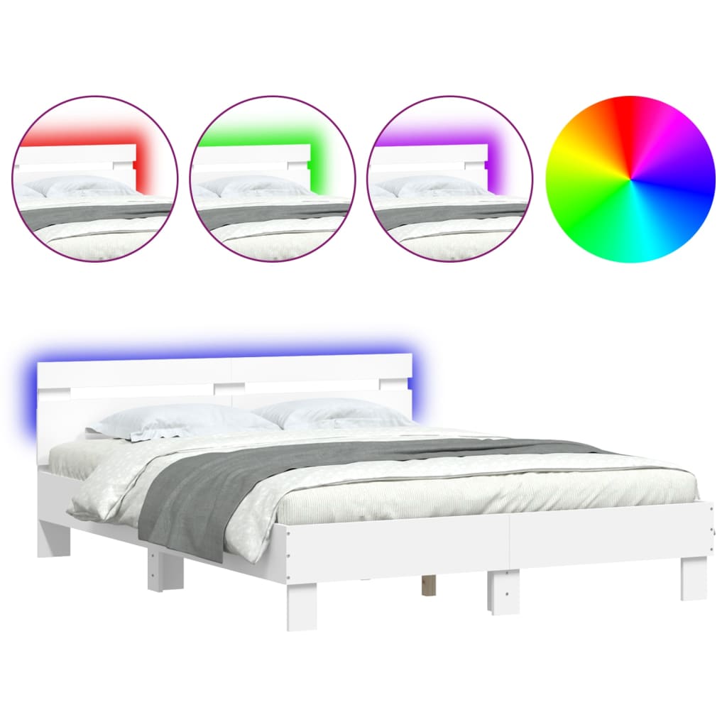 8721012247567_a_en_hd_1 vidaXL Bed Frame with LED without Mattress White 150x200 cm - Image 2