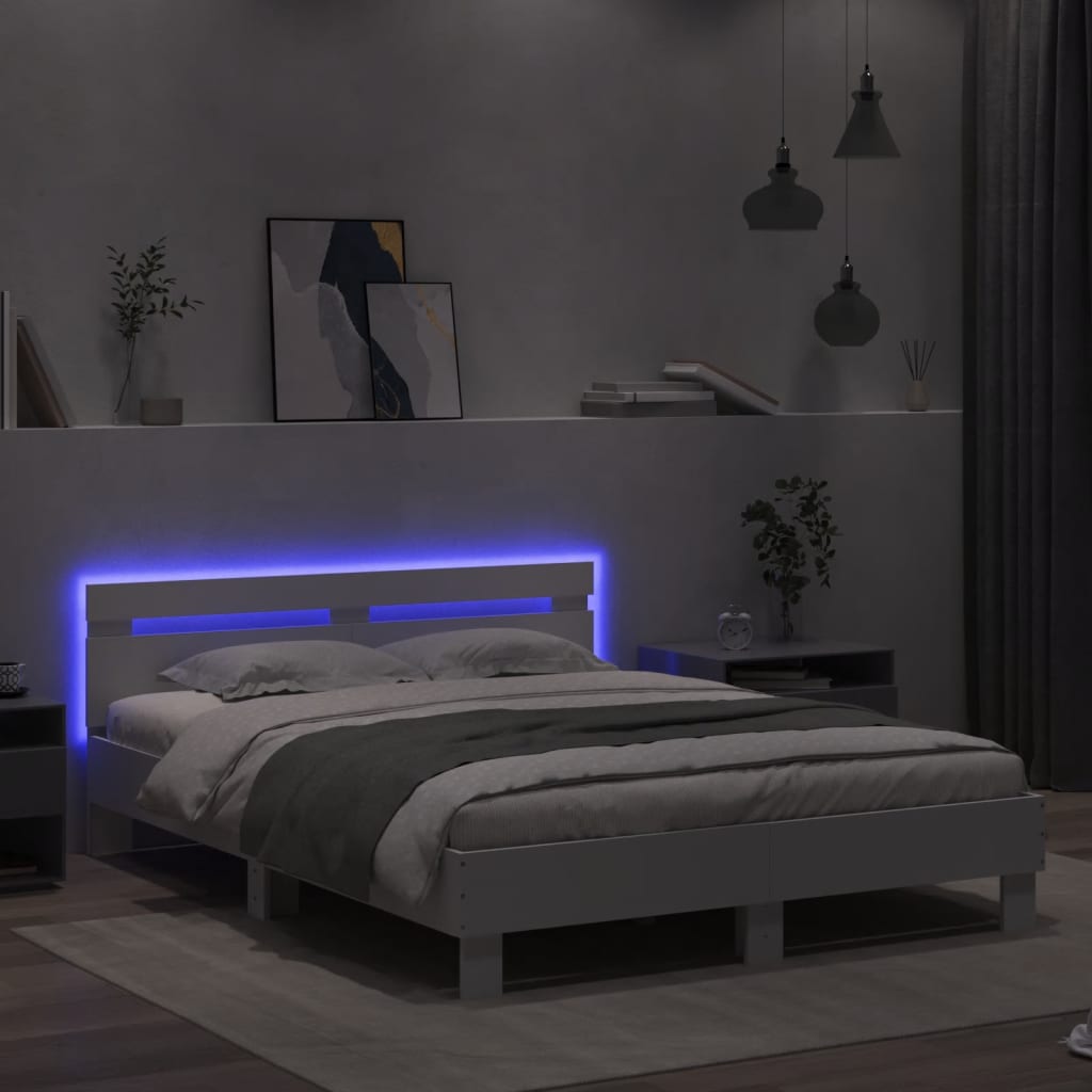 8721012247567_g_en_hd_2 vidaXL Bed Frame with LED without Mattress White 150x200 cm - Image 4