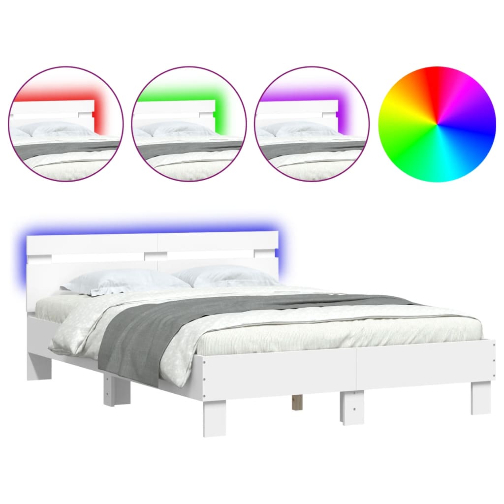 8721012247840_a_en_hd_1 vidaXL Bed Frame with LED without Mattress White 135x190 cm - Image 2