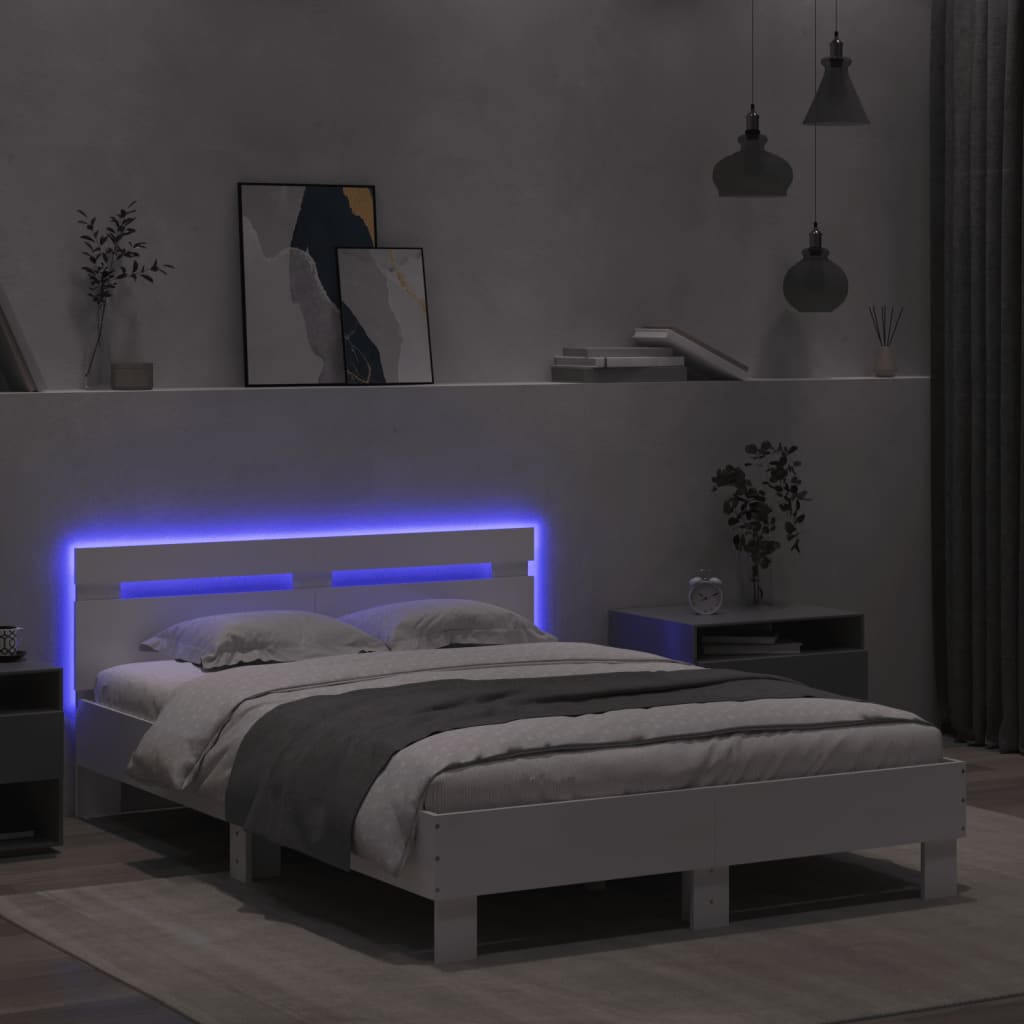 8721012247840_g_en_hd_2 vidaXL Bed Frame with LED without Mattress White 135x190 cm - Image 4