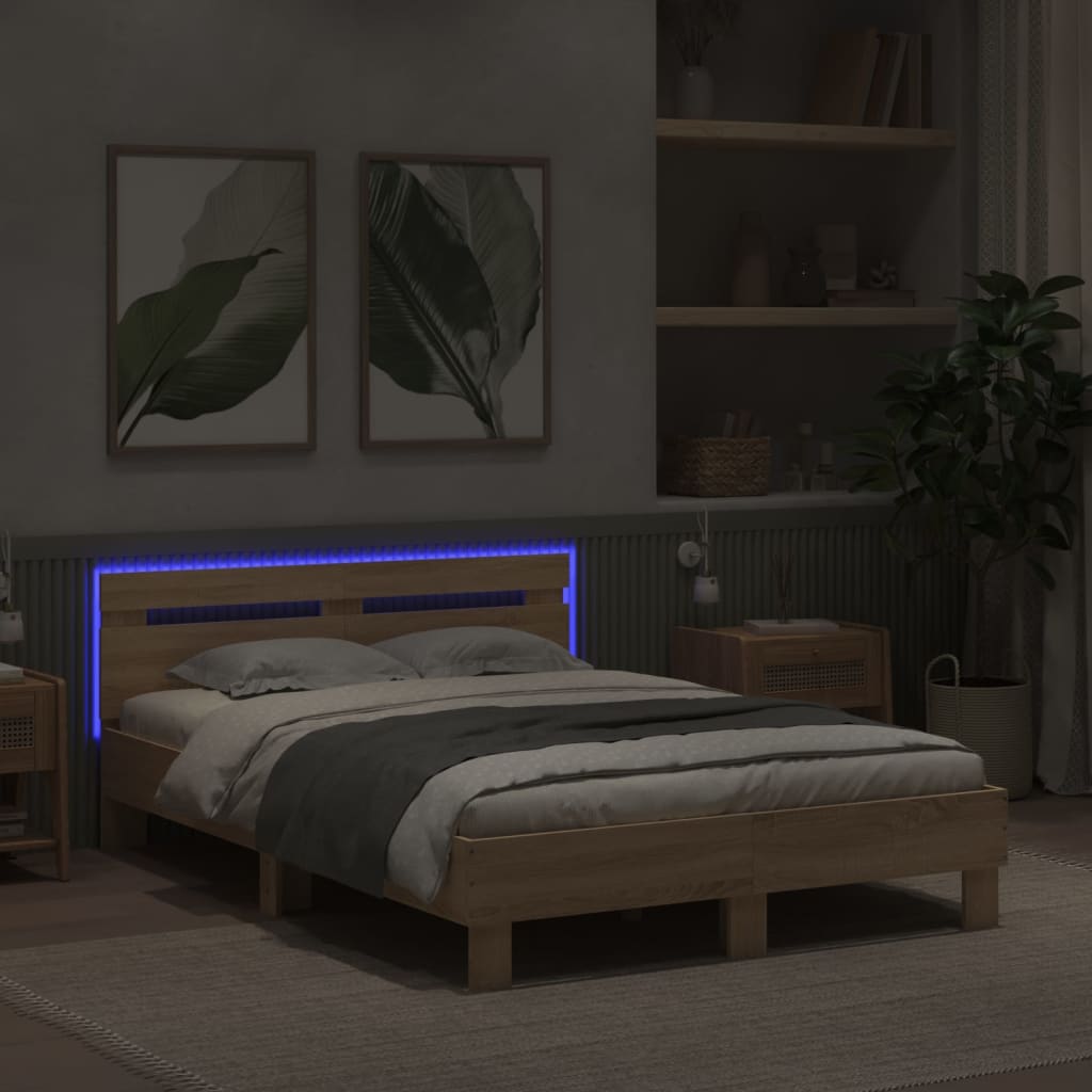 8721012247864_g_en_hd_2 vidaXL Bed Frame with LED without Mattress Sonoma Oak 135x190 cm - Image 4