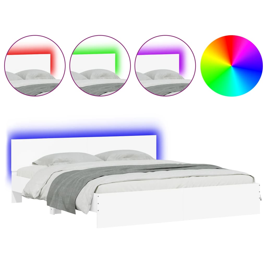 8721012248052_a_en_hd_1 vidaXL Bed Frame with LED without Mattress White 183x203 cm King - Image 2