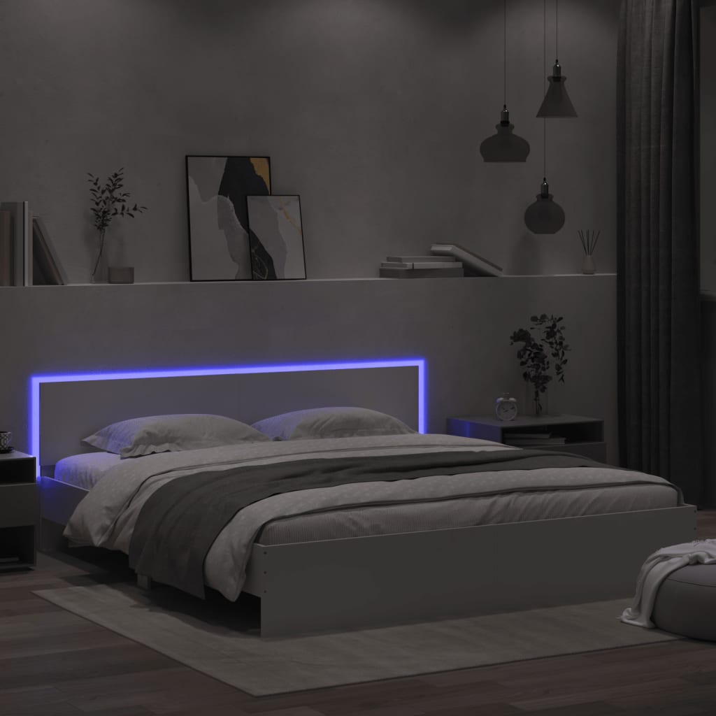 8721012248052_g_en_hd_2 vidaXL Bed Frame with LED without Mattress White 183x203 cm King - Image 4