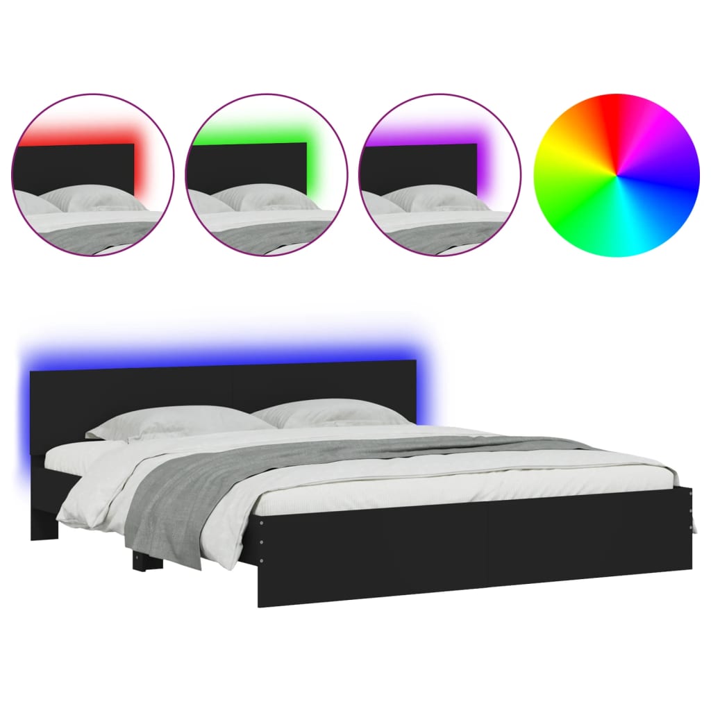 8721012248069_a_en_hd_1 vidaXL Bed Frame with LED without Mattress Black 183x203 cm King - Image 2