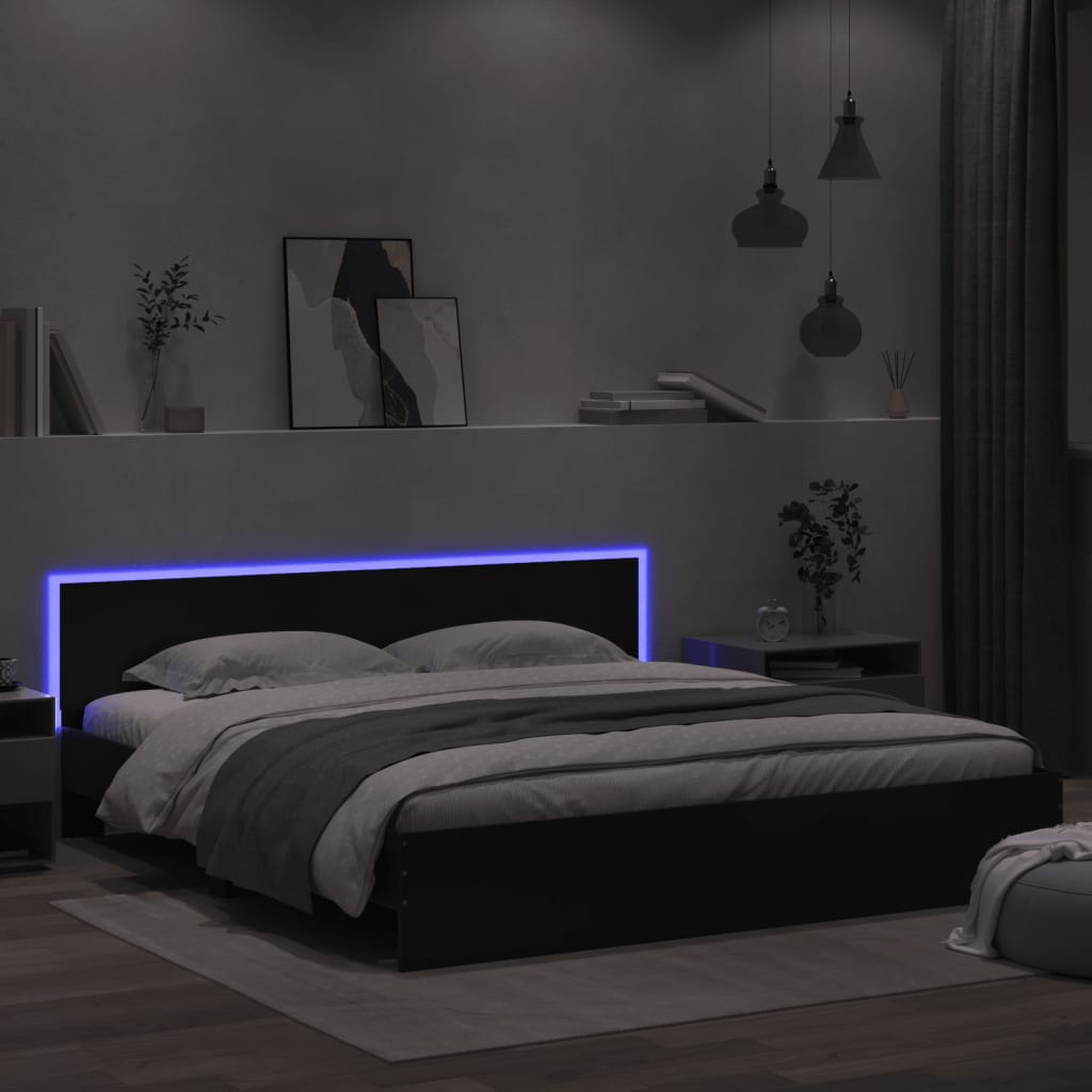 8721012248069_g_en_hd_2 vidaXL Bed Frame with LED without Mattress Black 183x203 cm King - Image 4