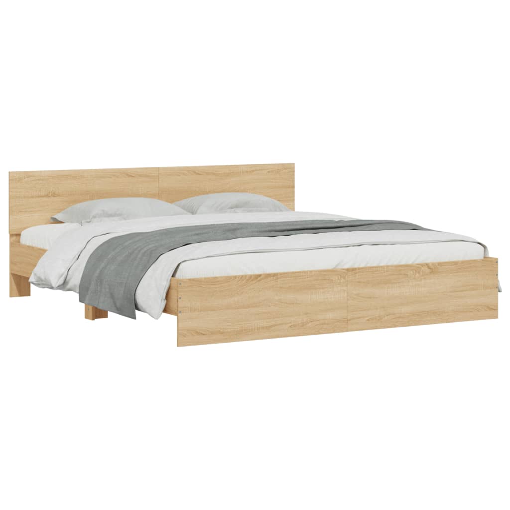 8721012248076_g_en_hd_1 vidaXL Bed Frame with LED without Mattress Sonoma Oak 183x203 cm King - Image 3