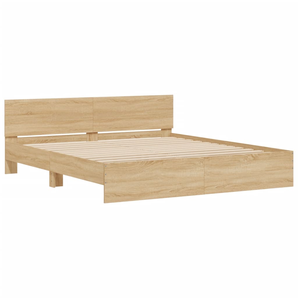 8721012248076_g_en_hd_4 vidaXL Bed Frame with LED without Mattress Sonoma Oak 183x203 cm King - Image 6