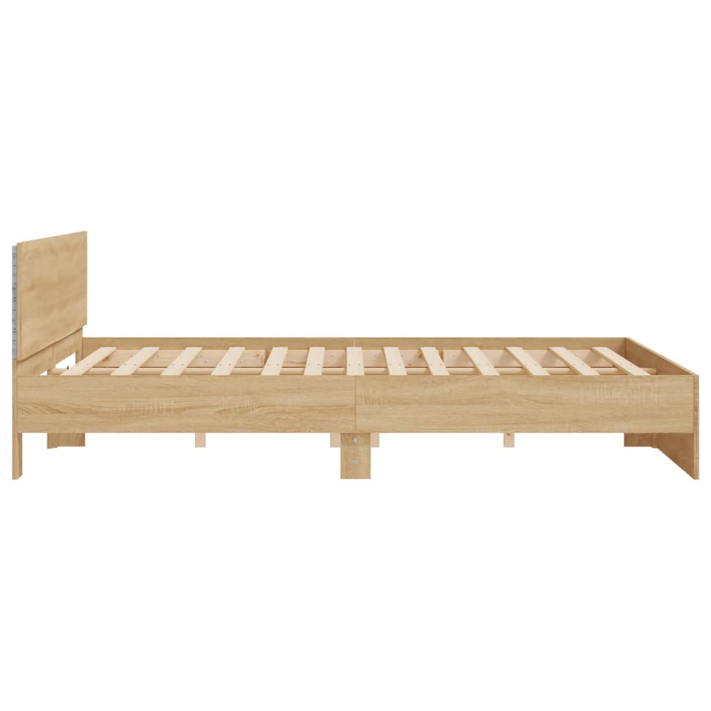 8721012248076_g_en_hd_6 vidaXL Bed Frame with LED without Mattress Sonoma Oak 183x203 cm King - Image 8