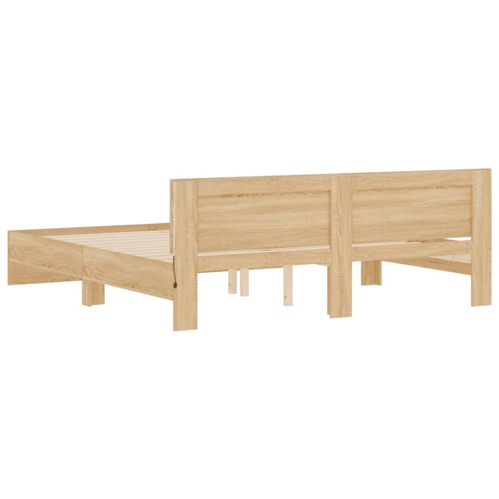 8721012248076_g_en_hd_7 vidaXL Bed Frame with LED without Mattress Sonoma Oak 183x203 cm King - Image 9