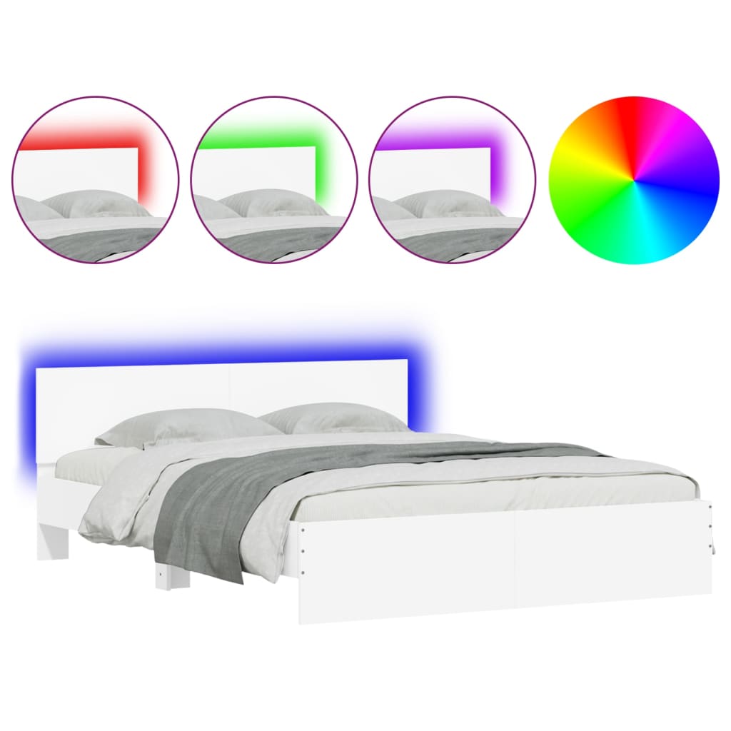 8721012248199_a_en_hd_1 vidaXL Bed Frame with LED without Mattress White 150x200 cm - Image 2